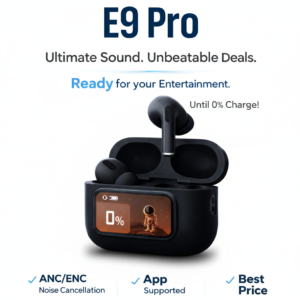 E9 Pro AirPods Touch with LED Display - কালো কালার